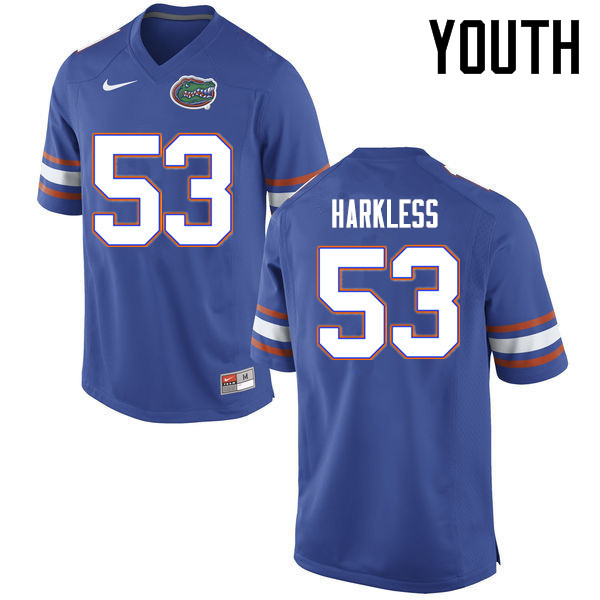 Youth Florida Gators #53 Kavaris Harkless College Football Jerseys Sale-Blue